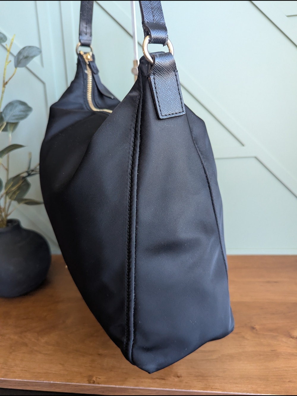 Kate Spade New York Justyne Nylon Hobo Bag in black. - Picture 4 of 11